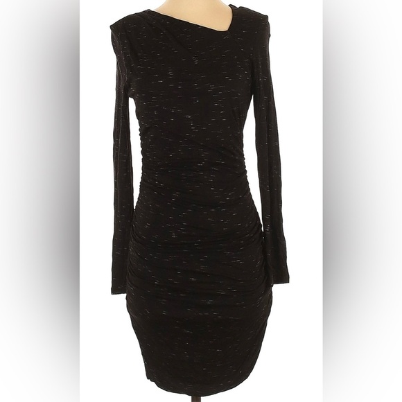 H&M Dresses & Skirts - H&M Black Ruched Bodycon Midi Dress Long Sleeve Size M